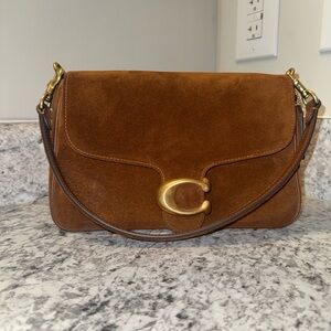 Coach Tabby Suede Shoulder/ Crossbody Bag with Gold Hardware